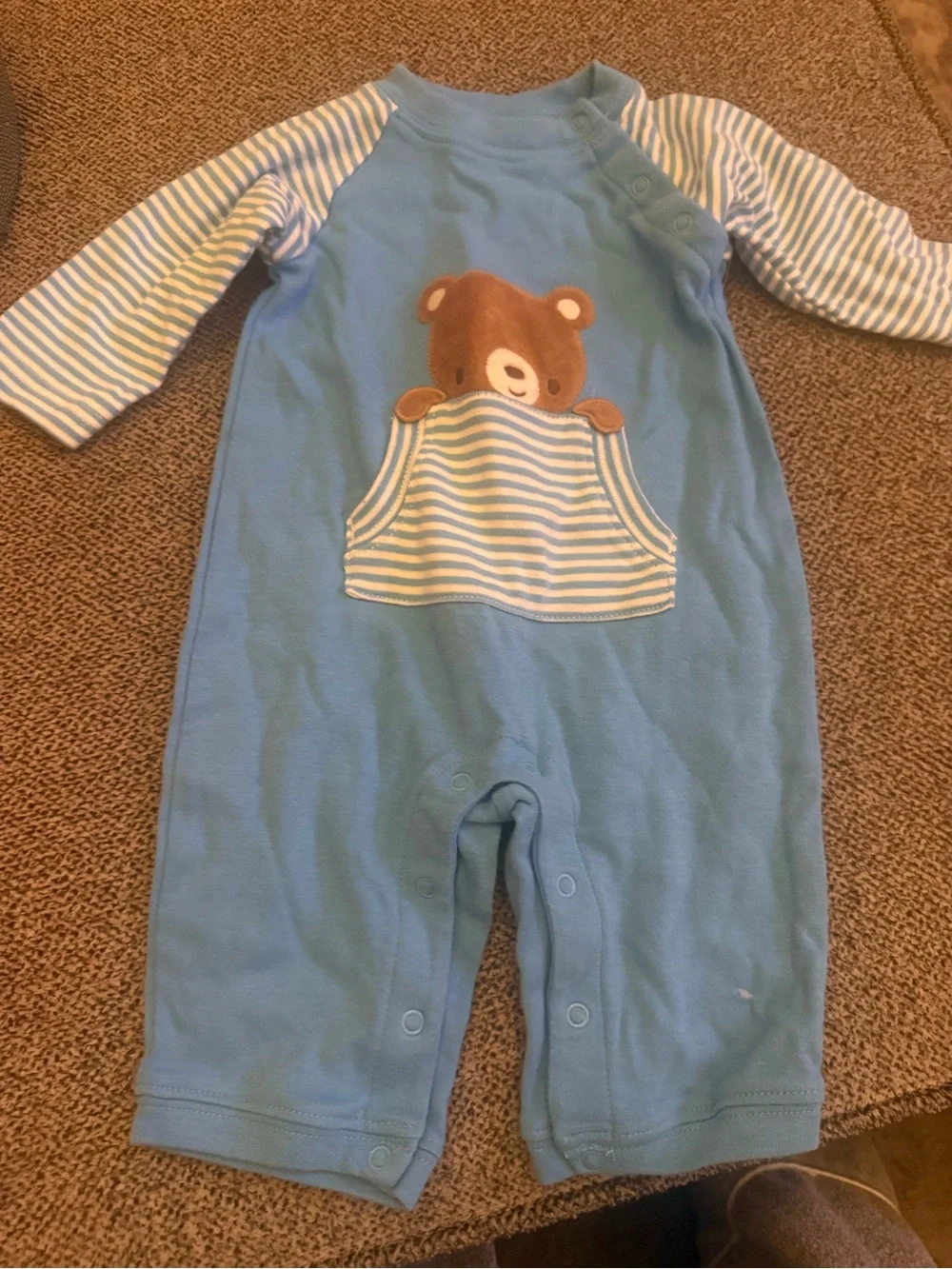 Gymboree Blue and White Bear Pocket One-Piece Bodysuit